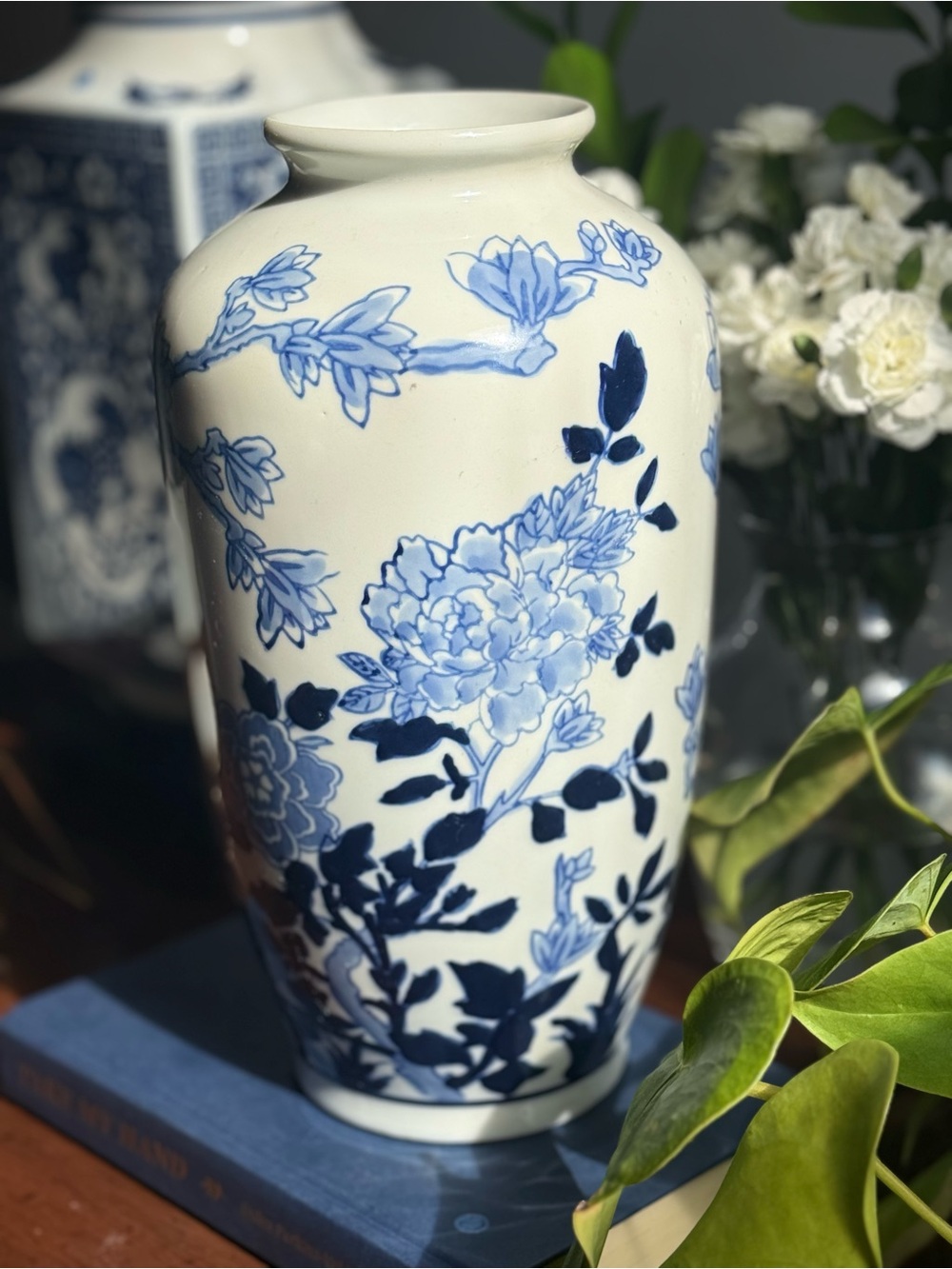 Blue & White Floral Ceramic Vase - Home Accents